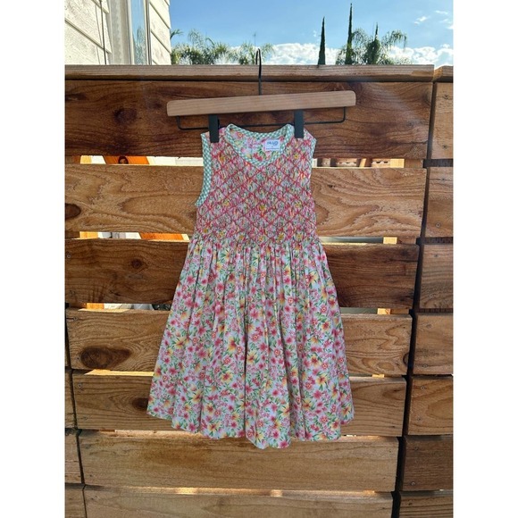 Luli & Me Other - Luli & Me smocked floral flower print dress with gingham details. 4T.